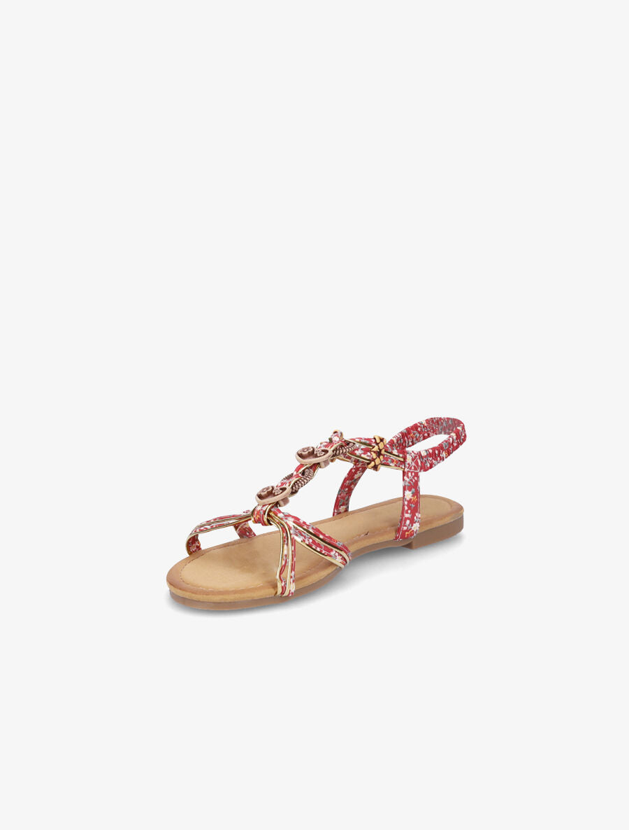 Nu-pieds imprimés et bijoux en bois - Rouge - 3