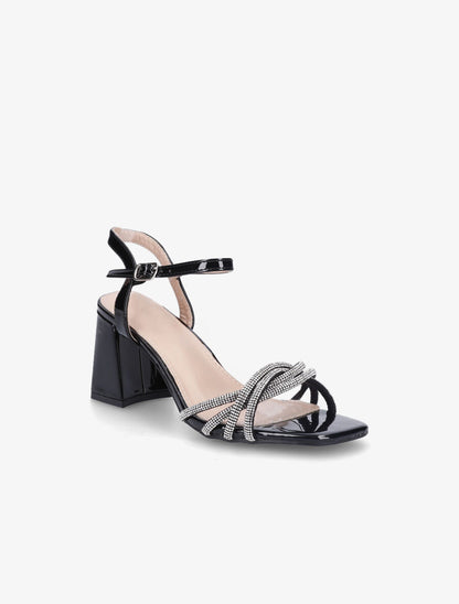 Sandales vernies à brides ornées de strass - Noir - 2