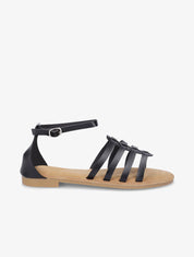 Nu-pieds en simili style spartiates - Noir - 5