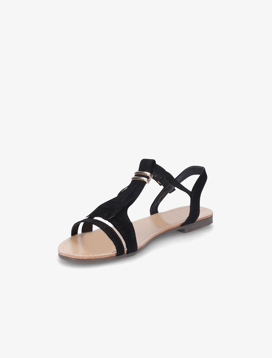 Nu-pieds à franges en suédine - Noir - 3