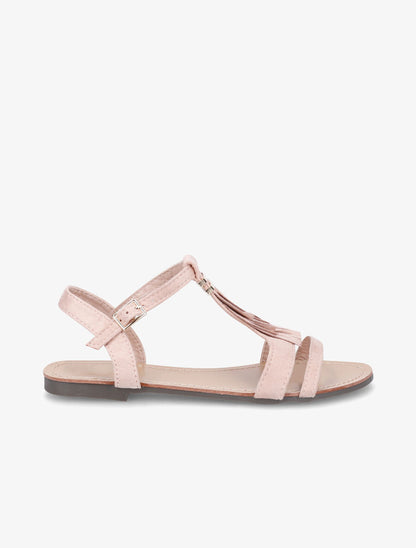 Nu-pieds à franges en suédine - Rose - 1