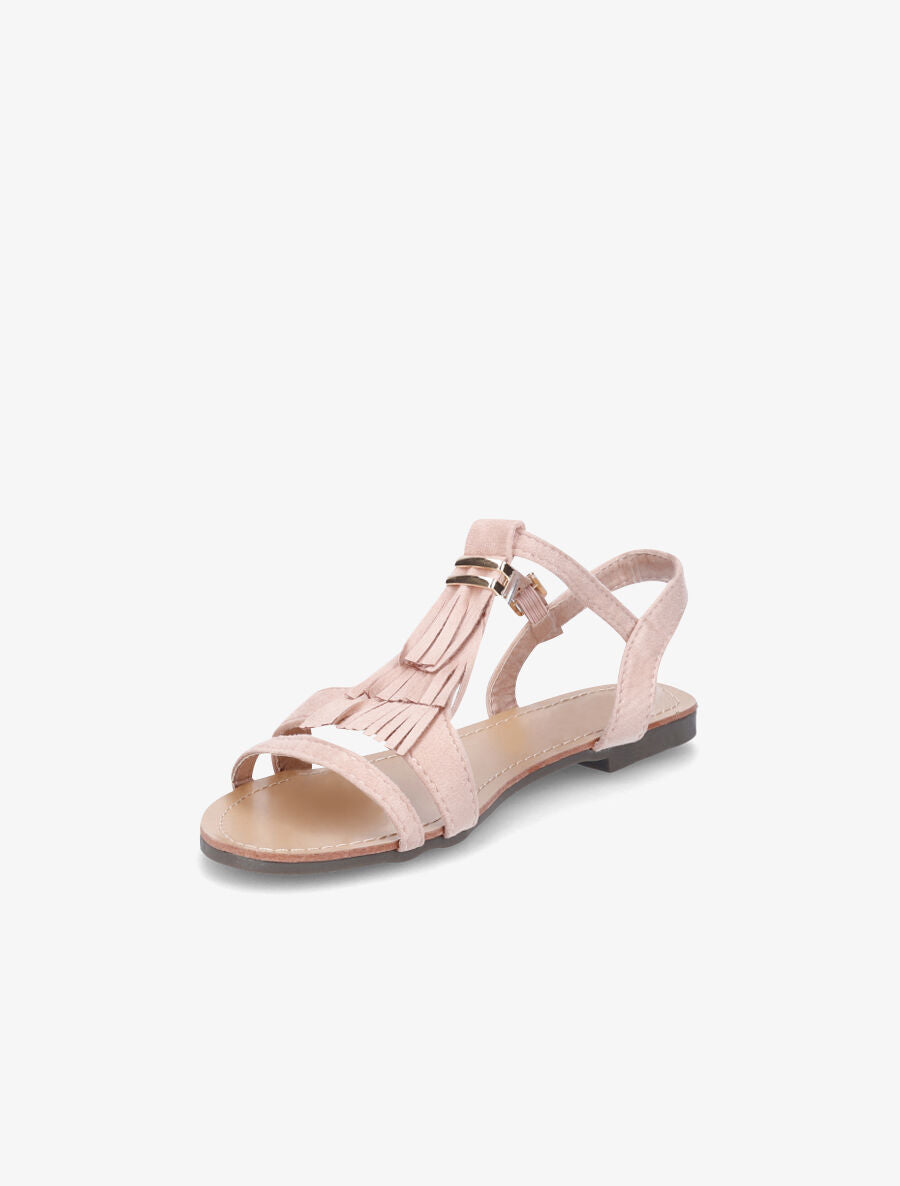 Nu-pieds à franges en suédine - Rose - 3