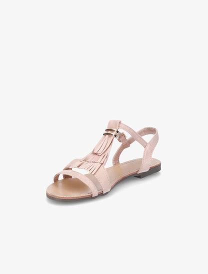 Nu-pieds à franges en suédine - Rose - 3