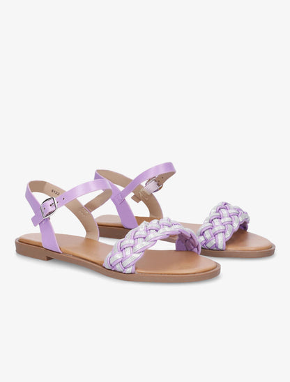 Nu-pieds à brides irisées et tressées - Lilas - 4