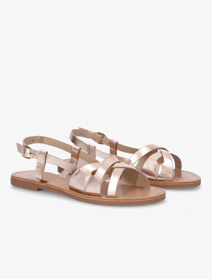 Nu-pieds en simili brides croisées - Rose gold - 4