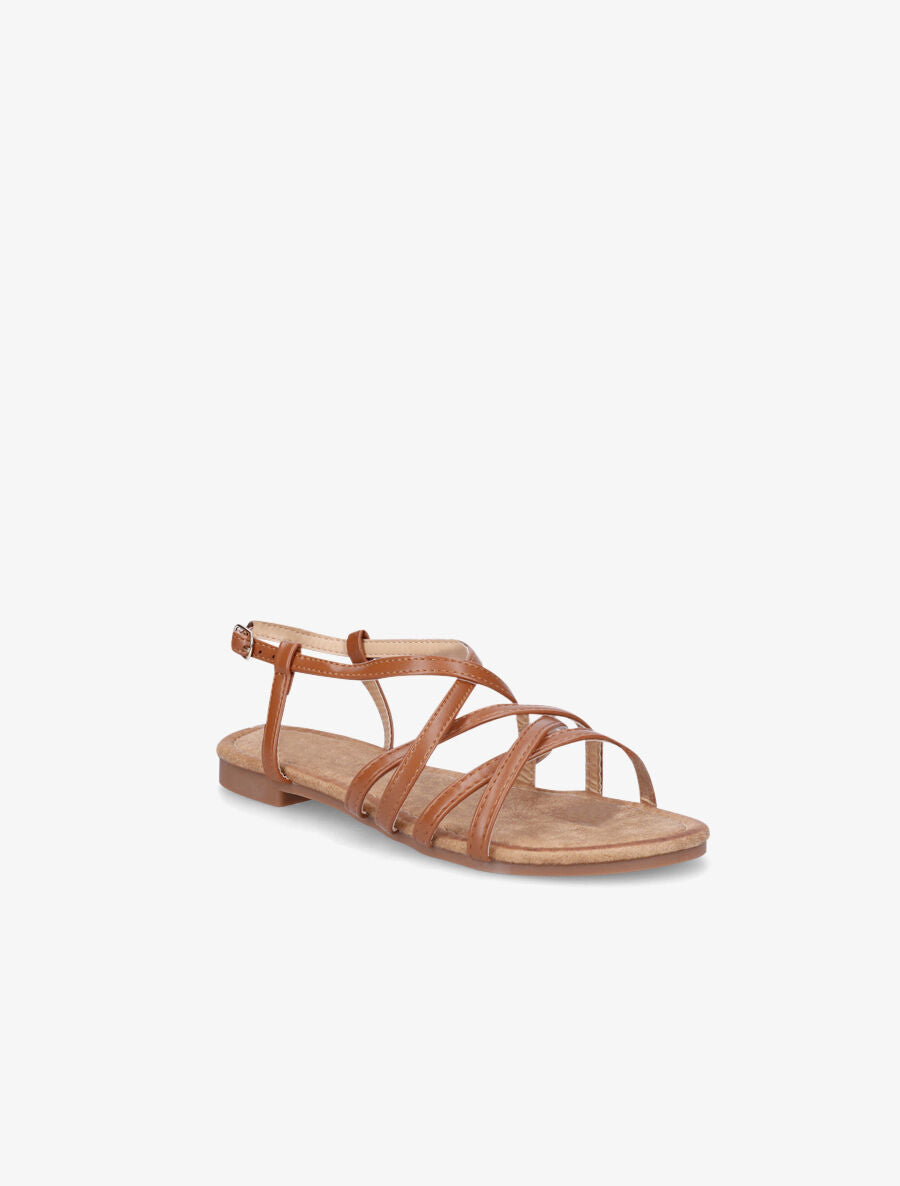 Nu-pieds croisés - Camel - 2