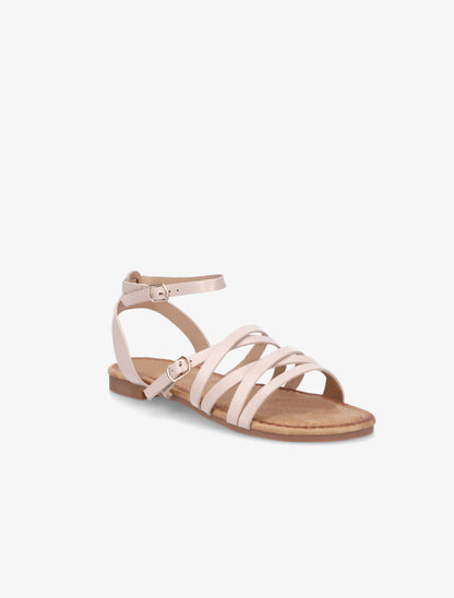 Nu-pieds en simili à doubles brides - Nude - 2