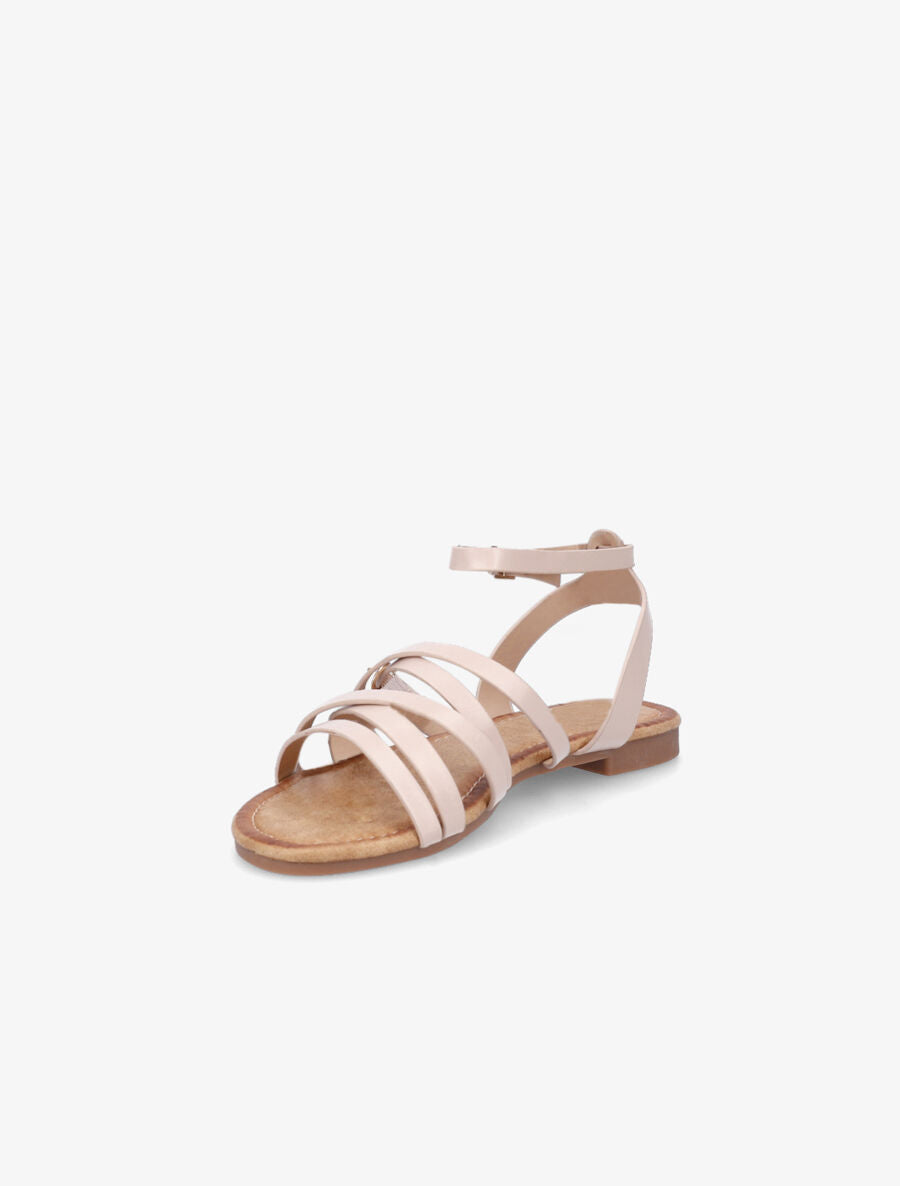 Nu-pieds en simili à doubles brides - Nude - 3