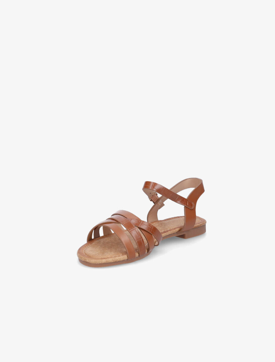 Nu-pieds en simili à brides entremelées - Camel - 3
