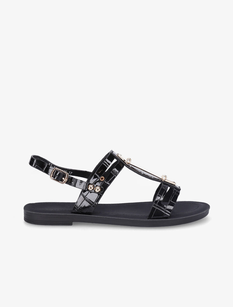 Nu-pieds effet croco - Noir - 1