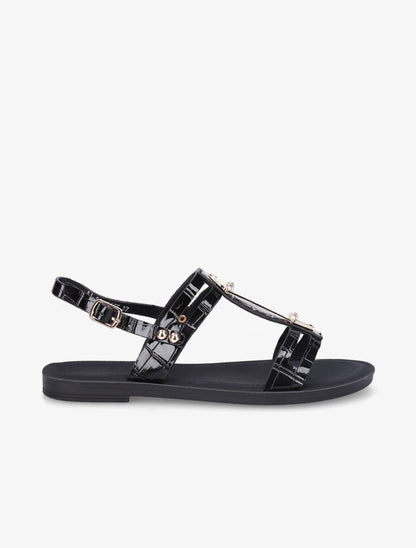 Nu-pieds effet croco - Noir - 1