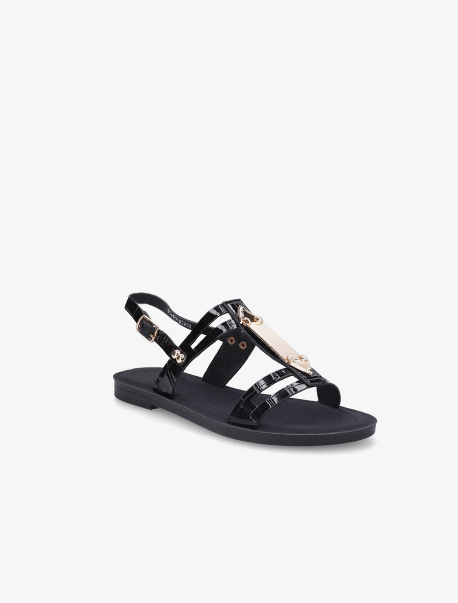 Nu-pieds effet croco - Noir - 2