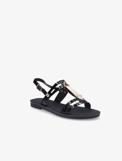Nu-pieds effet croco - Noir - 2