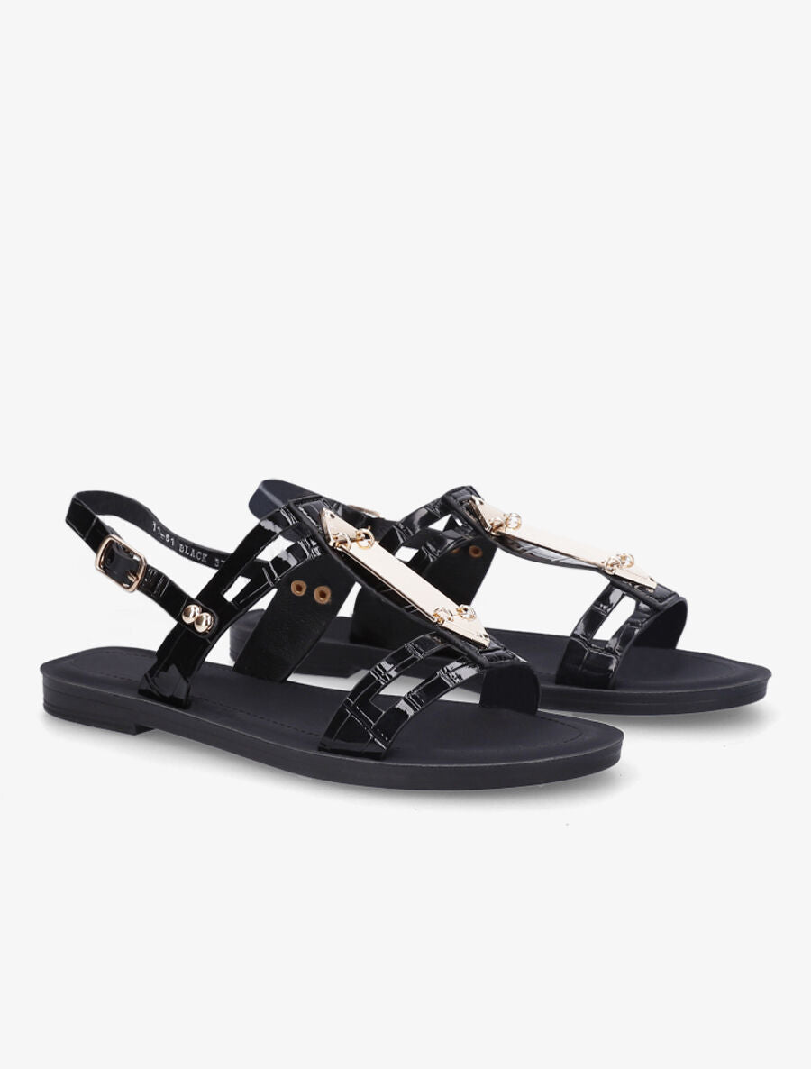 Nu-pieds effet croco - Noir - 4