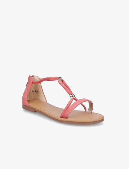 Nu-pieds en suédine - Corail - 2