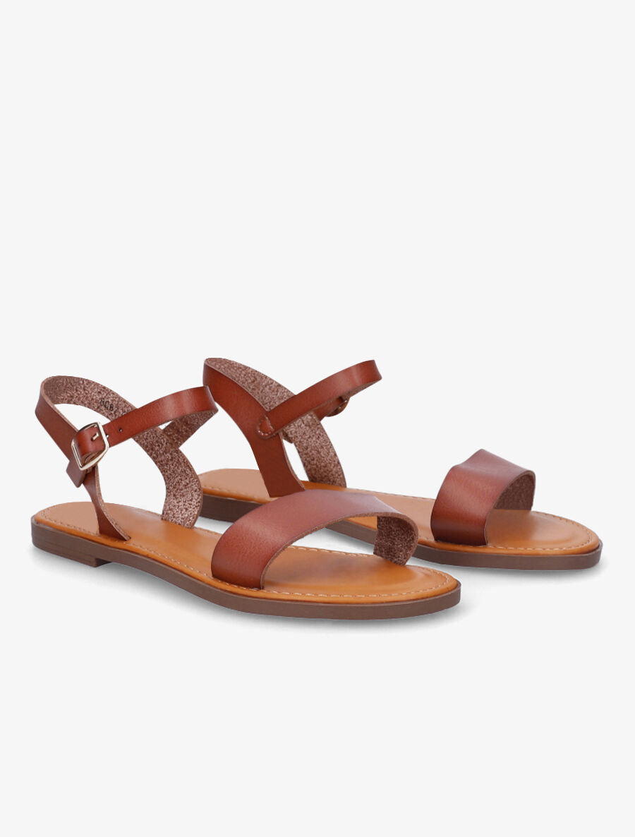 Nu-pieds plats basiques - Camel - 4