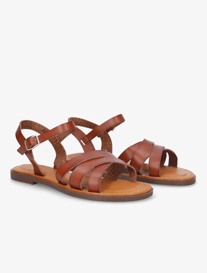 Nu-pieds classiques à brides entrecroisées - Camel - 4