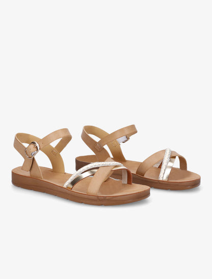Nu-pieds en simili à strass - Beige - 4