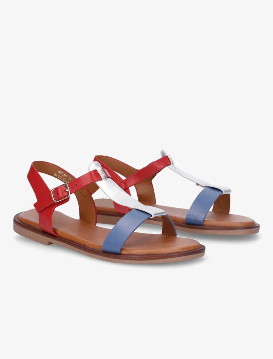 Nu-pieds à brides bicolore - Bleu - 4