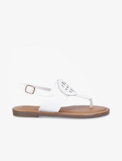 Nu pieds en simili à empiècement rond - Blanc - 1