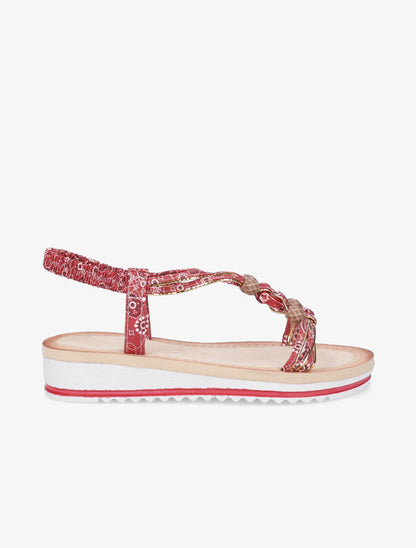 Nu-pieds imprimés à perles - Rouge - 1