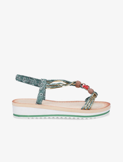 Nu-pieds imprimés à perles - Vert - 5