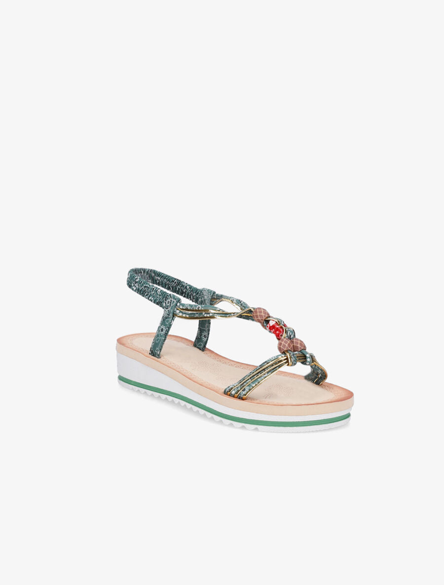 Nu-pieds imprimés à perles - Vert - 2