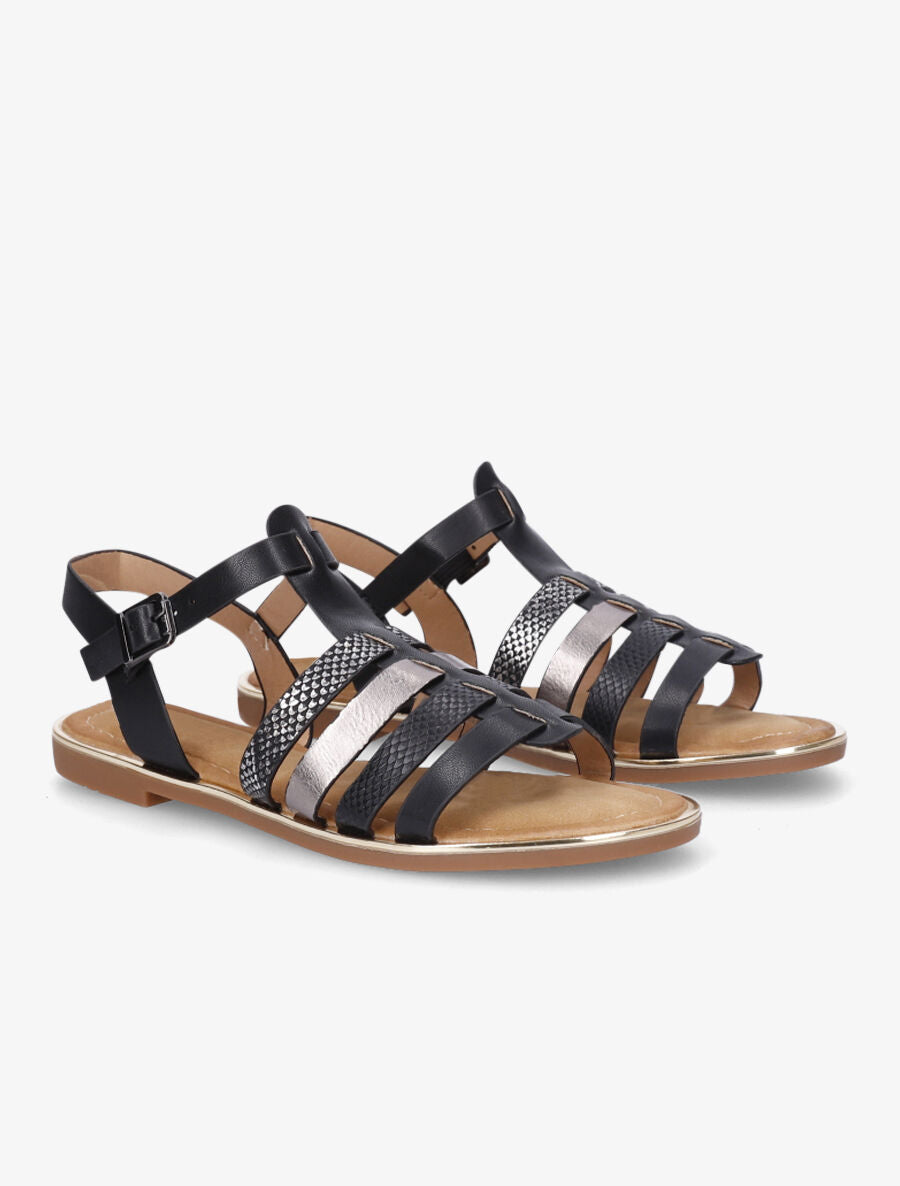 Nu-pieds en simili à multibrides - Noir - 4