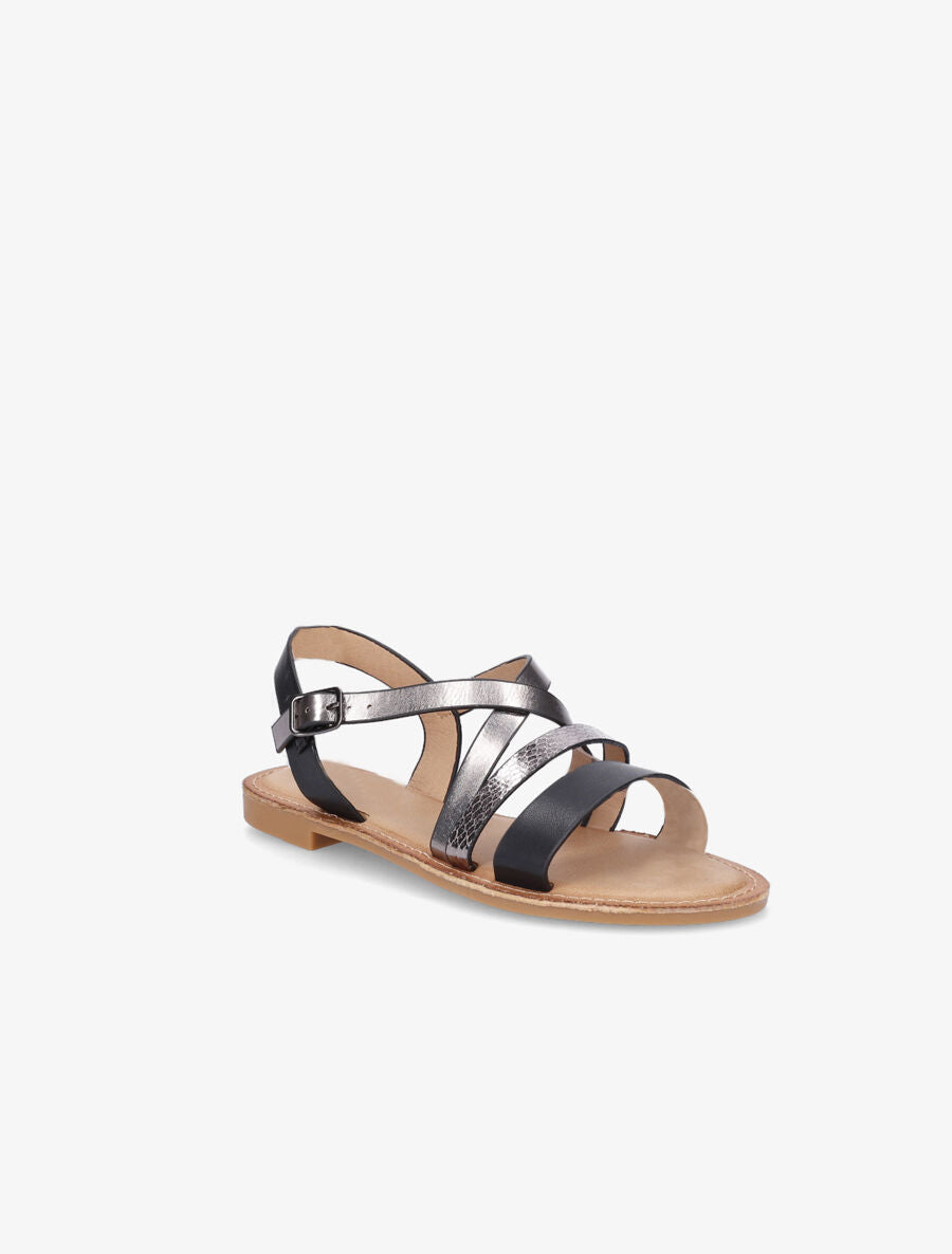 Nu-pieds multibrides irisées - Noir - 2