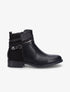 Bottines plates en simili et suédine - Noir - 6