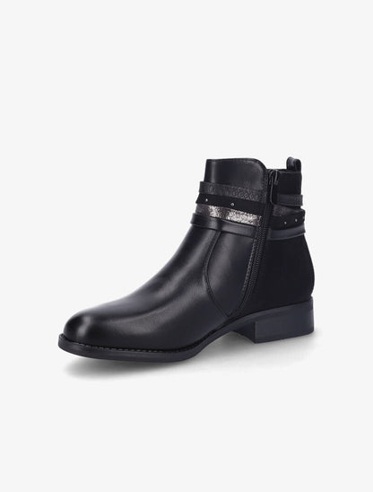 Bottines plates en simili et suédine - Noir - 2