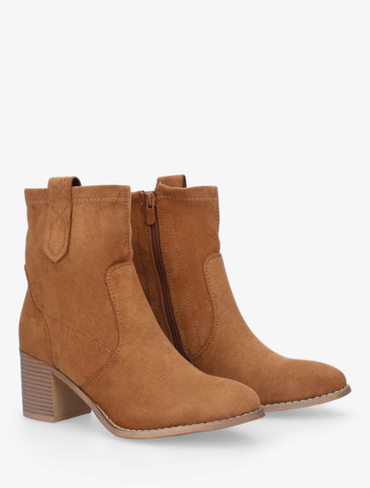 Bottines montantes en suédine - Camel - 4