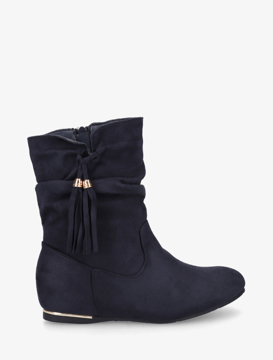 Bottines plates à empiècement métallique - Marine - 1