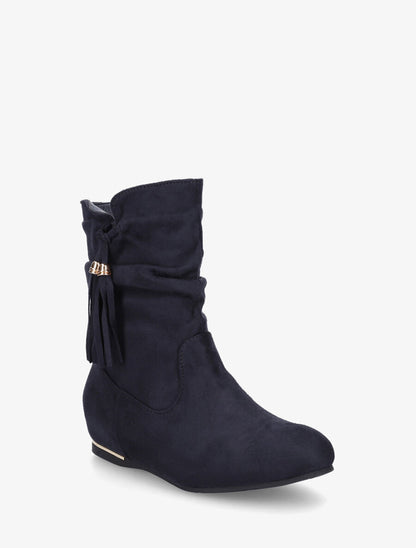 Bottines plates à empiècement métallique - Marine - 2