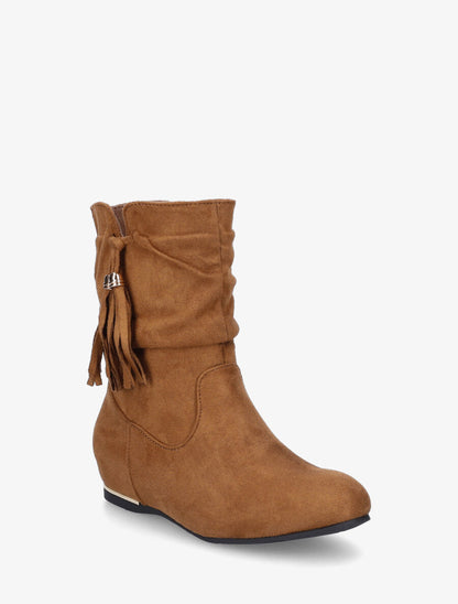 Bottines plates à empiècement métallique - Camel - 2