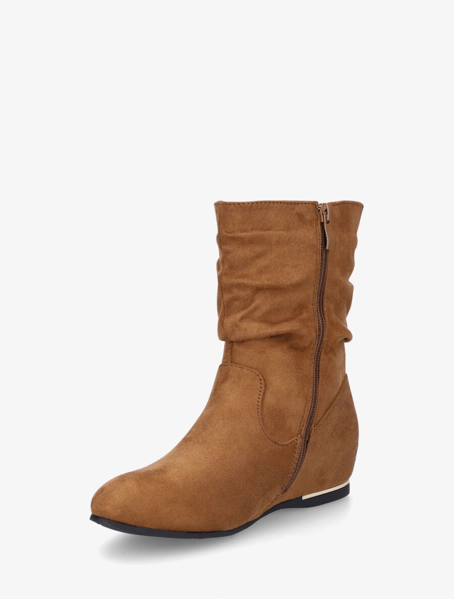 Bottines plates à empiècement métallique - Camel - 3