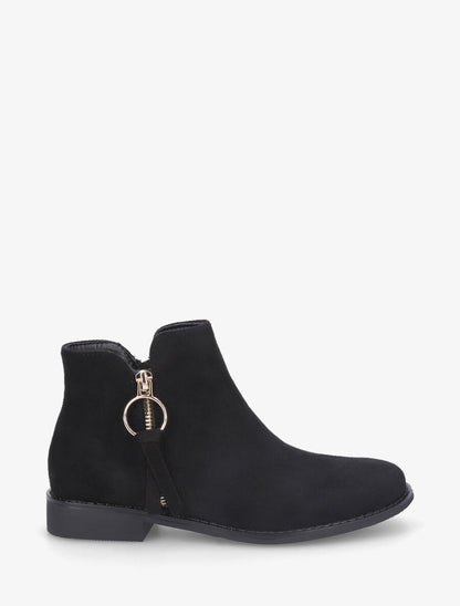 Bottines plates en suédine à double zips - Noir - 5