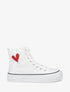 Tennis hautes en tissu et coeurs - Blanc - 5
