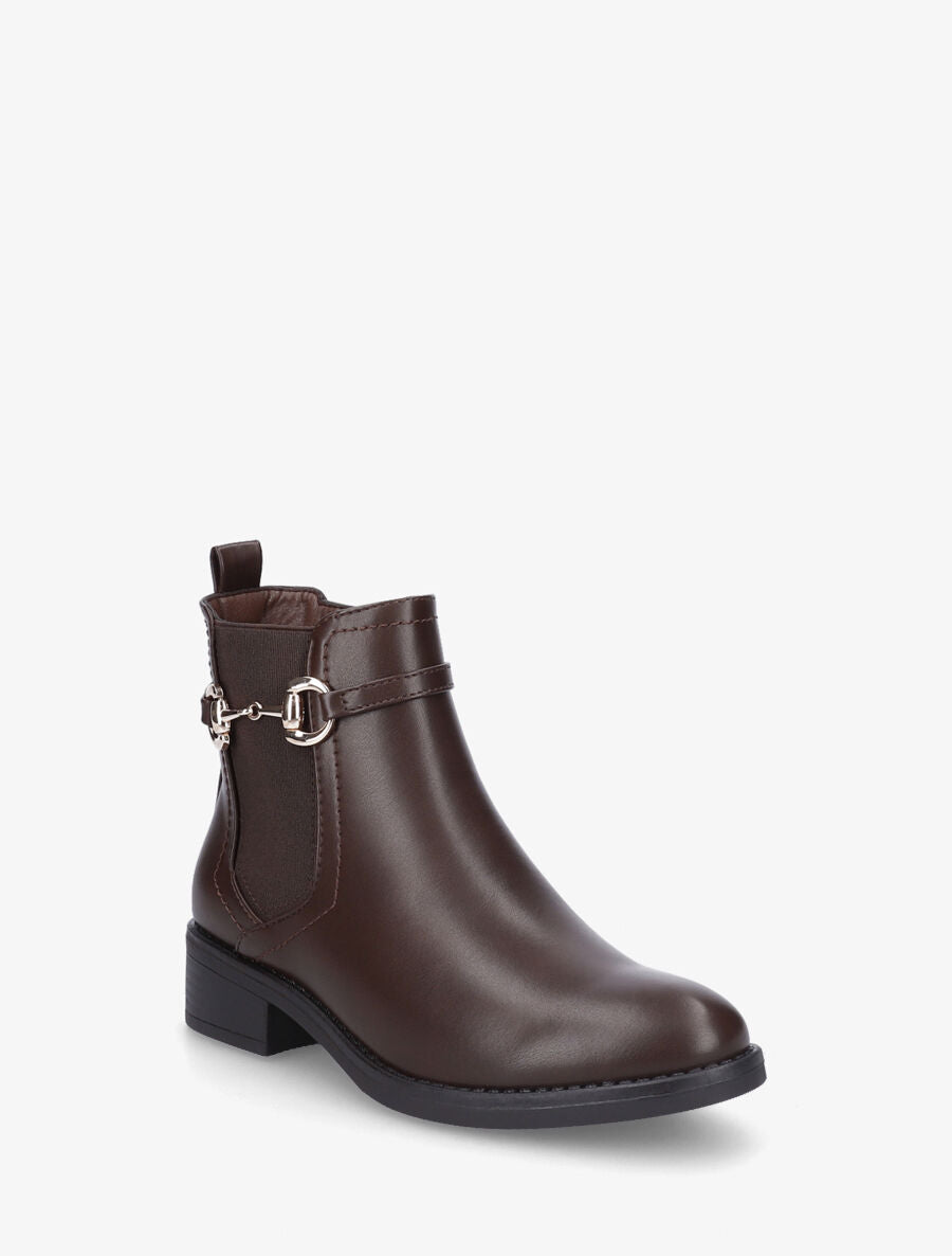 Bottines élastiquées en simili - Marron - 2
