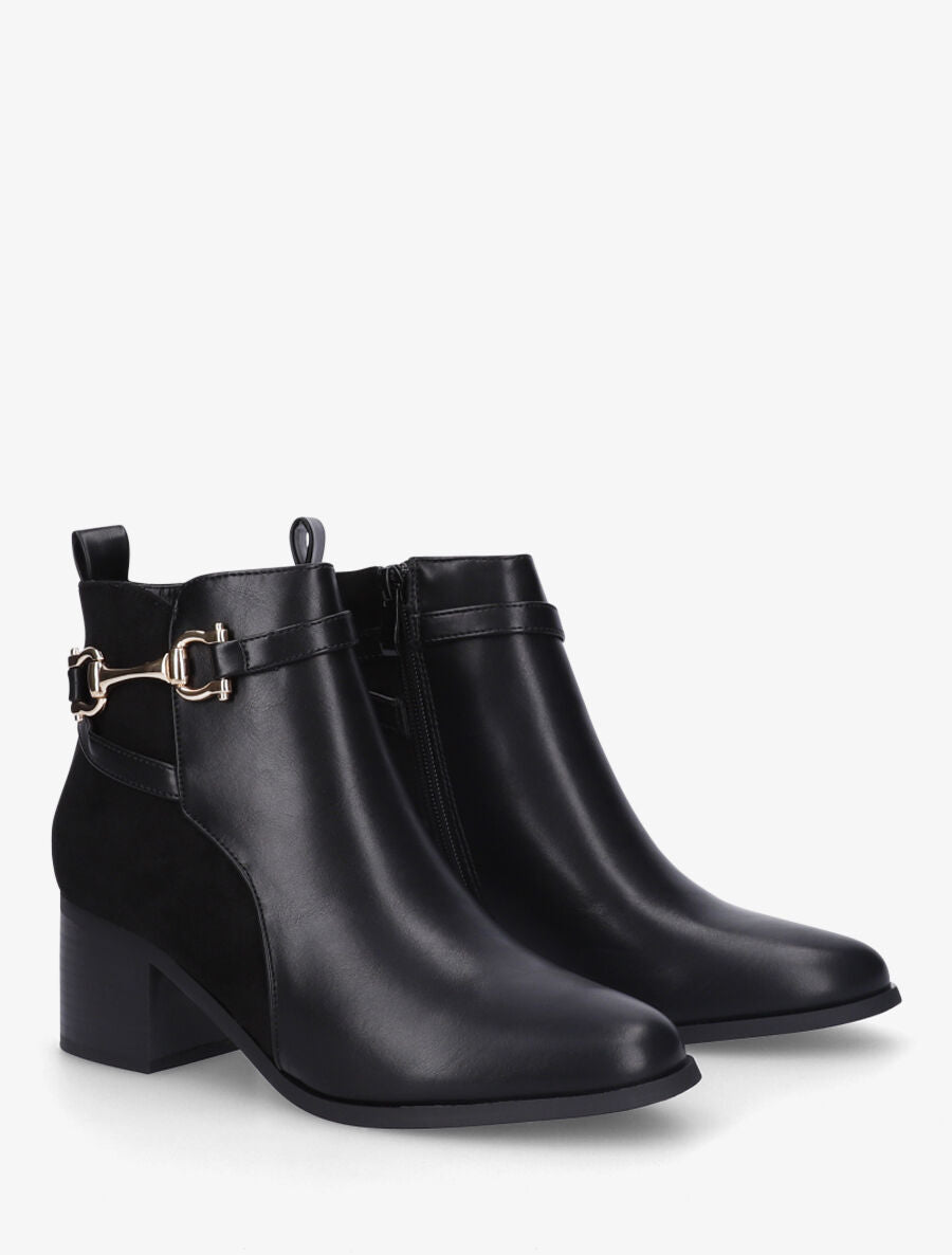 Bottines mi-haute en suédine et simili - Noir - 4