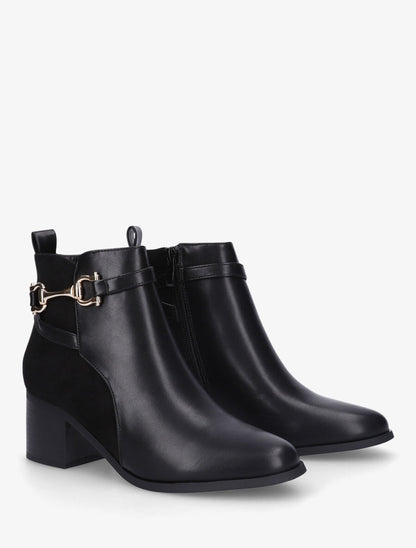 Bottines mi-haute en suédine et simili - Noir - 4