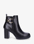 Bottines à talon effet croco - Noir - 1
