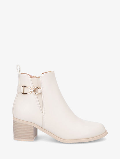 Bottines en simili à boucle fantaisie - Beige - 5