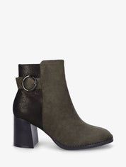 Bottines mi-hautes irisées en suédine - Kaki - 5