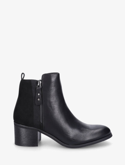 Bottines bi-matière à zip - Noir - 1