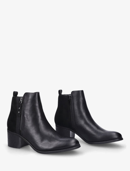 Bottines bi-matière à zip - Noir - 4