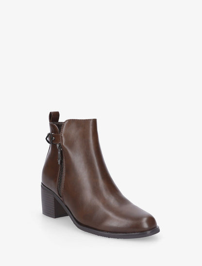 Bottines à zip et boucle - Marron - 2