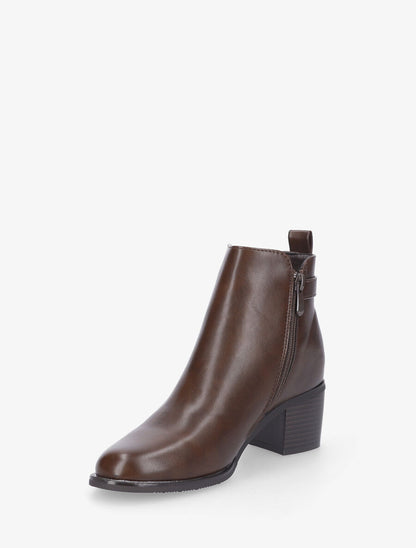 Bottines à zip et boucle - Marron - 3