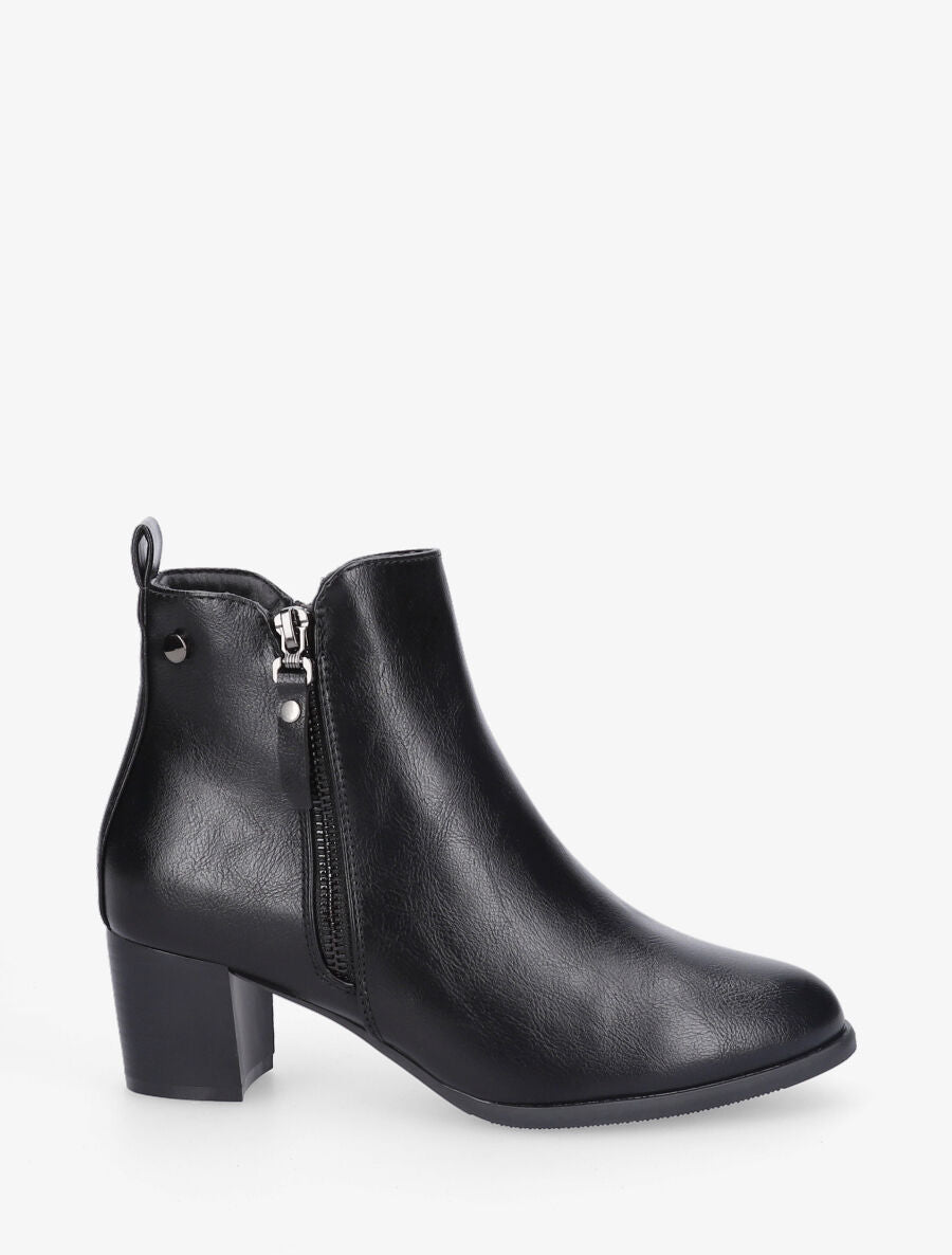 Bottines à zip classiques en simili - Noir - 5