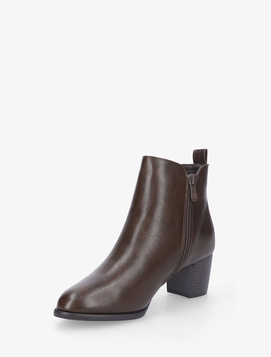 Bottines à zip classiques en simili - Marron - 3